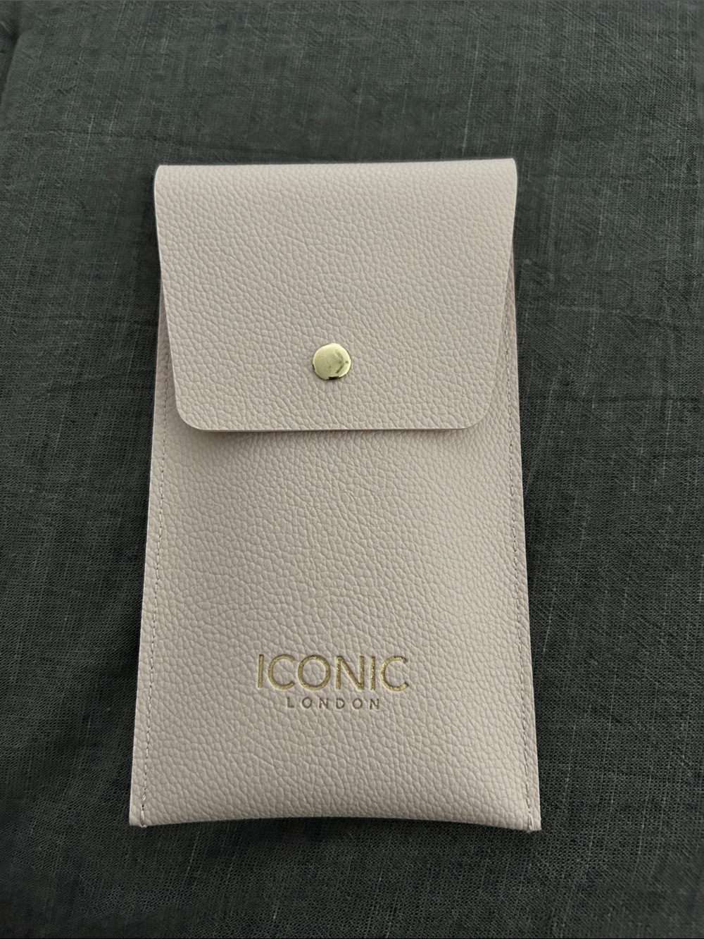 ICONIC London Light Pink Pebbled Leather Pouch with Makeup Brushes